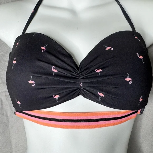 Black Bikini with Pink Flamingo Accents - Picture 2 of 7